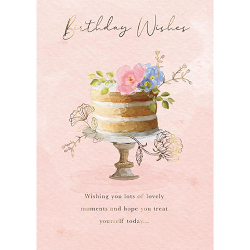 Picture of BIRTHDAY WISHES CAKE WITH FLOWERS CARD